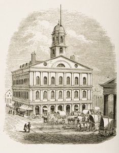ボストンのファニエルホール、1870年頃 作： English School
