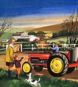 農家がトラクターを運転 作： English School