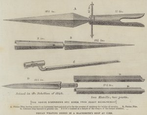 コークの鍛冶屋で押収されたフェニアンの武器(エングレービング) 作： English School