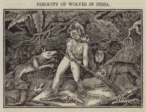 インドにおけるオオカミの獰猛さ（彫刻作品 作： English School