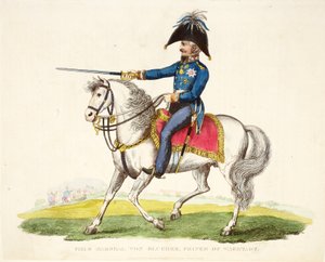 フィールドマーシャルフォンブルーシェ、プリンスオブヴァクシュタット、パブ。 1816年、ウィリアムマッドフォード作「ワーテルローの戦いの歴史的記述」からの挿絵 作： English School
