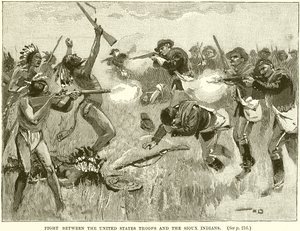 アメリカ軍とスー族インディアンとの戦い 作： English School