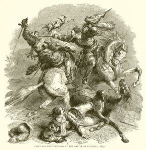 エッジヒルの戦いでの標準のための戦い、1642年 作： English School