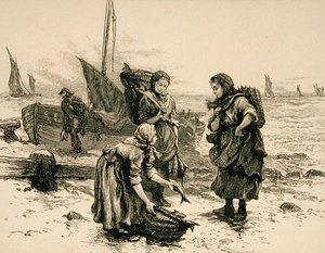 1880年頃の漁師たち（リリジャス・トラクト・ソサエティ発行の「Scottish Pictures」より 作： English School