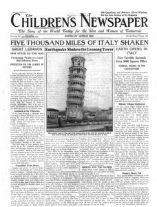1920年9月、新聞「The Children&39;s Newspaper」の最初のページにある、5000マイルのイタリアの揺れ 作： English School