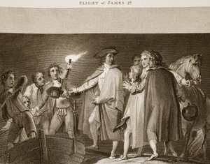 ジェームズ2のフライト、デビッドヒュームのイラスト、イギリスの歴史、パブ。 1812年ロンドン、R。ボウヤー 作： English School