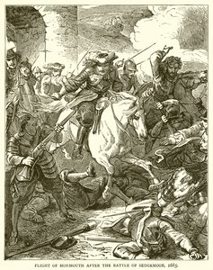 セッムーアの戦い後のモンマスの飛行、1685年 作： English School