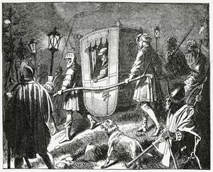1552年のチャールズ5世の飛行、1882年、ザクセンのモーリス選挙主導のプロテスタントルーテル軍 作： English School