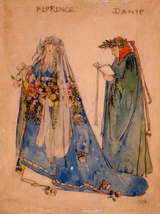 フィレンツェとダンテ、1890年代 作： English School