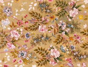 花柄のテキスタイルデザイン、おそらくウィリアムキルバーン（1745-1818） 作： English School