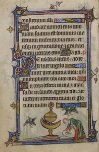 「The Taymouth Hours」の Folio 72v イラスト (ベラム) 作： English School