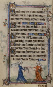 「The Taymouth Hours」の Folio 75v イラスト (ベラム) 作： English School