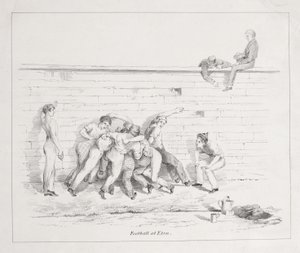 イートンでのサッカー（bw litho） 作： English School