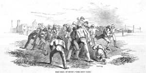 1845年12月20日、イラスト入りロンドンニュースよりラグビーでのサッカー 作： English School