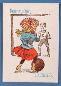 ハッピーファミリーカードゲームのフットボールの娘、1890〜1900年頃 作： English School
