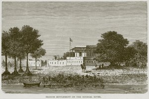 セネガル川のフランス人居住地、イラスト入りの旅、1880年頃のイラスト 作： English School