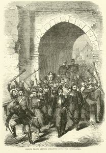 1870年9月の降伏後、ストラスバーグを離れるフランス軍 作： English School