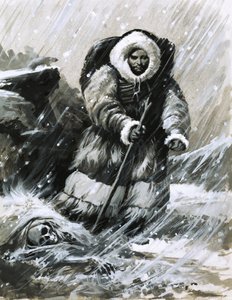 修道士ジョンは目がくらむ雪の中を行進します 作： English School