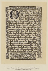 1491年頃にキャクストンが印刷した「15のOes and other Prayers」より（リトグラフ）。 作： English School