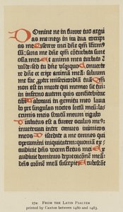 1480年から1483年にかけてキャクストンが印刷したラテン語の詩篇より（リトグラフ版 作： English School