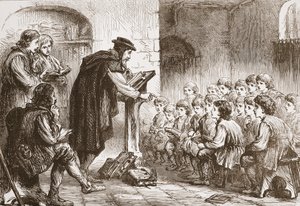 モラードのフロマンツ学校、ジェームスエイトケンワイリー（1808〜1890年）によるパブのプロテスタンティズムの歴史のイラスト。 1878 作： English School