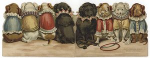 サーカスの衣装を着た犬を描いたカードの表紙と裏表紙 作： English School