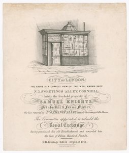 No 3、Sweetings Alley、Cornhill、最近はSamuel Knights、Printseller、Frame Makerの所有物 作： English School