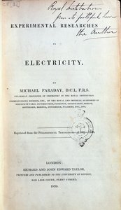 マイケルファラデー（1791-1867）による電気の実験的研究のための口絵 作： English School