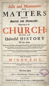 演劇と記念碑のジョン・フォックスによる第9版、パブのFrontispiece。 1684 作： English School