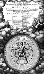 1617年に出版されたロバートフラッドの第1巻、ユトリウスクコスミヒストリアの口絵