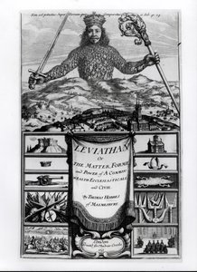 マルムズベリーのトーマス・ホッブス（1588-1679）による、リヴァイアサンまたは共通の富の形式、権力への口絵、エクレスシアスティカルと市民の1651年