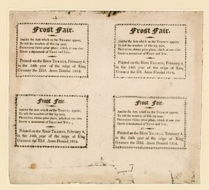 1814年のフロストフェア。氷の上に記念品が印刷されています。 作： English School