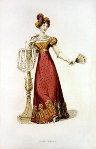 アッカーマンの「芸術のリポジトリ」に掲載されているファッション・プレート（カラー・エングレーヴィング）のフル・ドレス 作： English School