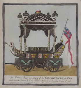 ネルソン卿の遺体をロンドンのセント・ポール大聖堂に運んだ葬送車 作： English School