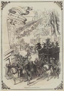 サセックス公爵の葬儀、1843年5月4日、ケンサル・グリーン墓地での行列（エングレービング 作： English School