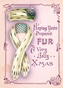 毛皮の帽子とスカーフ、クリスマスカード 作： English School