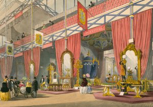 1851年の万国博覧会の家具部門（カラーリトグラフ） 作： English School