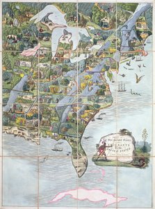 星条旗バナーまたはアメリカ合衆国への移民のゲーム、ボードゲームc.1860 作： English School