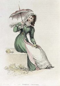 ガーデン・コスチューム」アッカーマンの「芸術のリポジトリ」に掲載されたファッション・プレート、1822年頃（エングレーヴィング） 作： English School