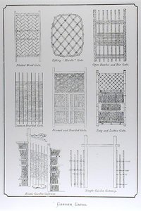 ジョサイア・コンドル著「Landscape Gardening in Japan」（1893年刊）より「ガーデンゲート」（彫刻）（モノクロ写真 作： English School