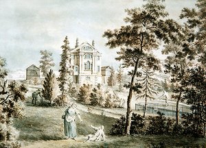 公園の庭園パビリオン、1725年頃（紙に水彩）