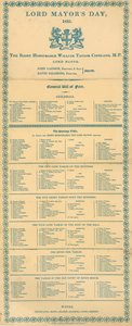 1835年11月9日、ロンドン、ギルドホール、ロードメイヤーズデーの一般運賃表 作： English School