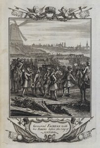 オックスフォードの街の前で軍を率いるフェアファクス将軍（エングレービング 作： English School