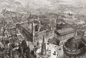 イギリス、ウェストミッドランド、バーミンガムの全景 作： English School
