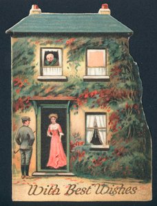 紳士は、女性、クリスマスカードを呼び出す 作： English School