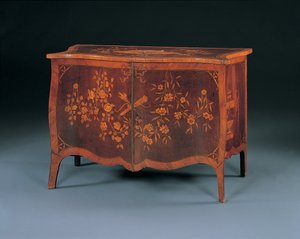 ジョンコブの方法によるジョージ3世寄木細工の便器、1770年頃（アマランサスとチューリップウッド） 作： English School