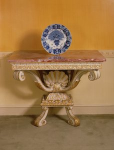 大理石トップのジョージ2世コンソールテーブル、パラディアンスタイル、1750年頃（パーセル・ギルト