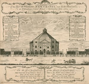 ジョージホイットフィールズの新しい礼拝堂とアルムスハウス（1764年、ロンドン、トッテナムコートロード） 作： English School