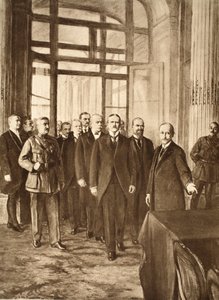 ベルサイユ宮殿でのドイツの政治家、1919年 作： English School