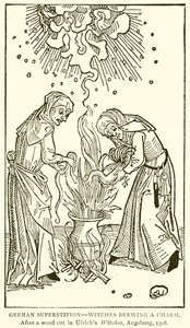 ドイツの迷信―魔女は魅力を醸造しています。 1508年、アウグスブルクのUlrichs Witchesでウッドカットが行われた後 作： English School